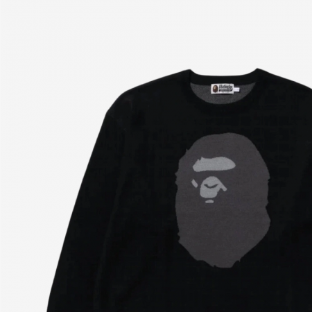 베이프 에이프 헤드 자카드 니트 스웨터 블랙