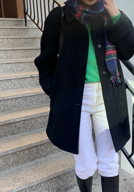 뮤렛 okmuret 그레이스 부클 코트 블랙