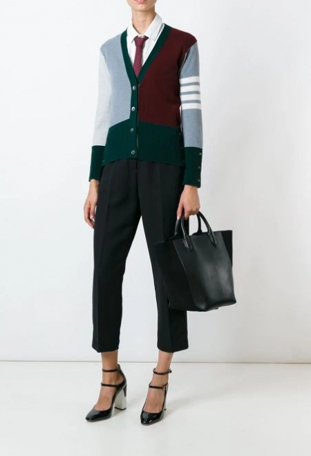 톰브라운 rz컬러블록 카디건