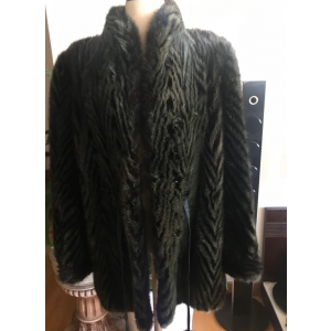 그린 브라운 gj밍크 천연모피 코트