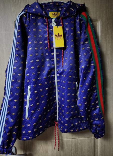 구찌 x 아디다스 rs트레포일 프린트 재킷 블루 그린