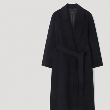 시스티나 벨티드 캐시미어 sf핸드메이드 코트 네이비