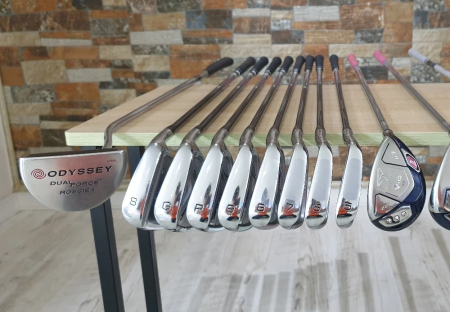 테일러메이드 드라이브, 투어스테이지 우드유틸, 미즈노 아이언 등 여성용 골프채 풀세트_보스턴백 포함(100정품)