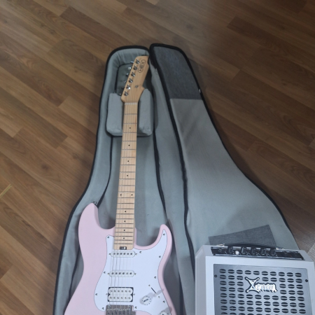 헥스 분홍색 Stratocaster 기타