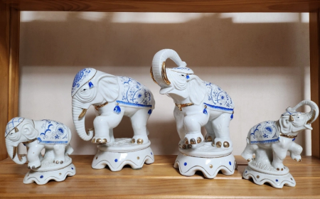 흰코끼리 가족 도자기세트